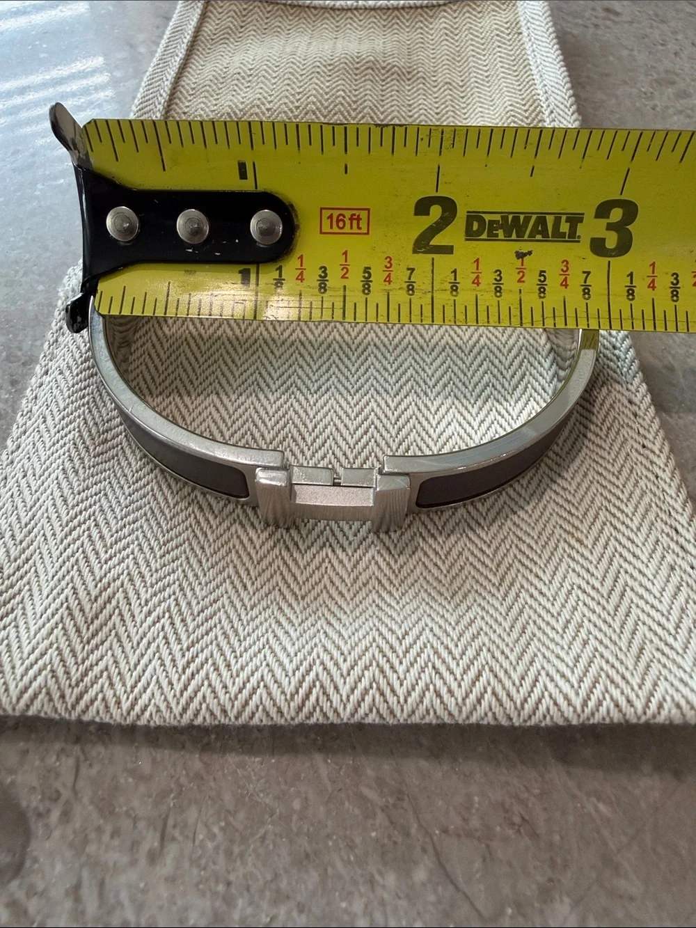 Hermes Men's H Cuff Bracelet in Grey and Silver
